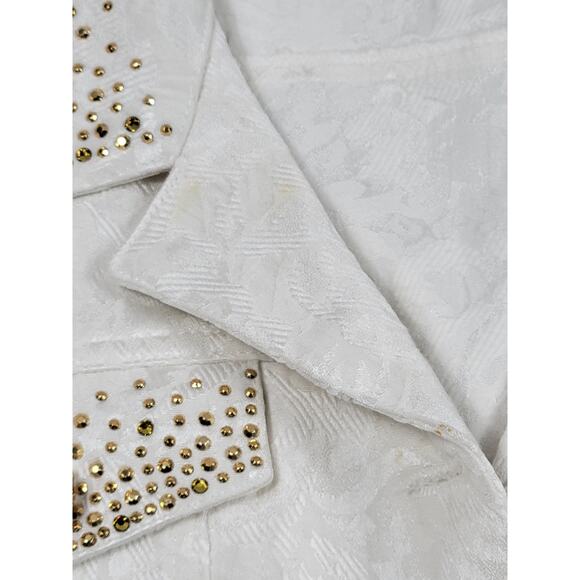 Vintage Christine‎ Alexander Swarovski Crystal Floral Jacket White Womens Medium - Picture 6 of 12